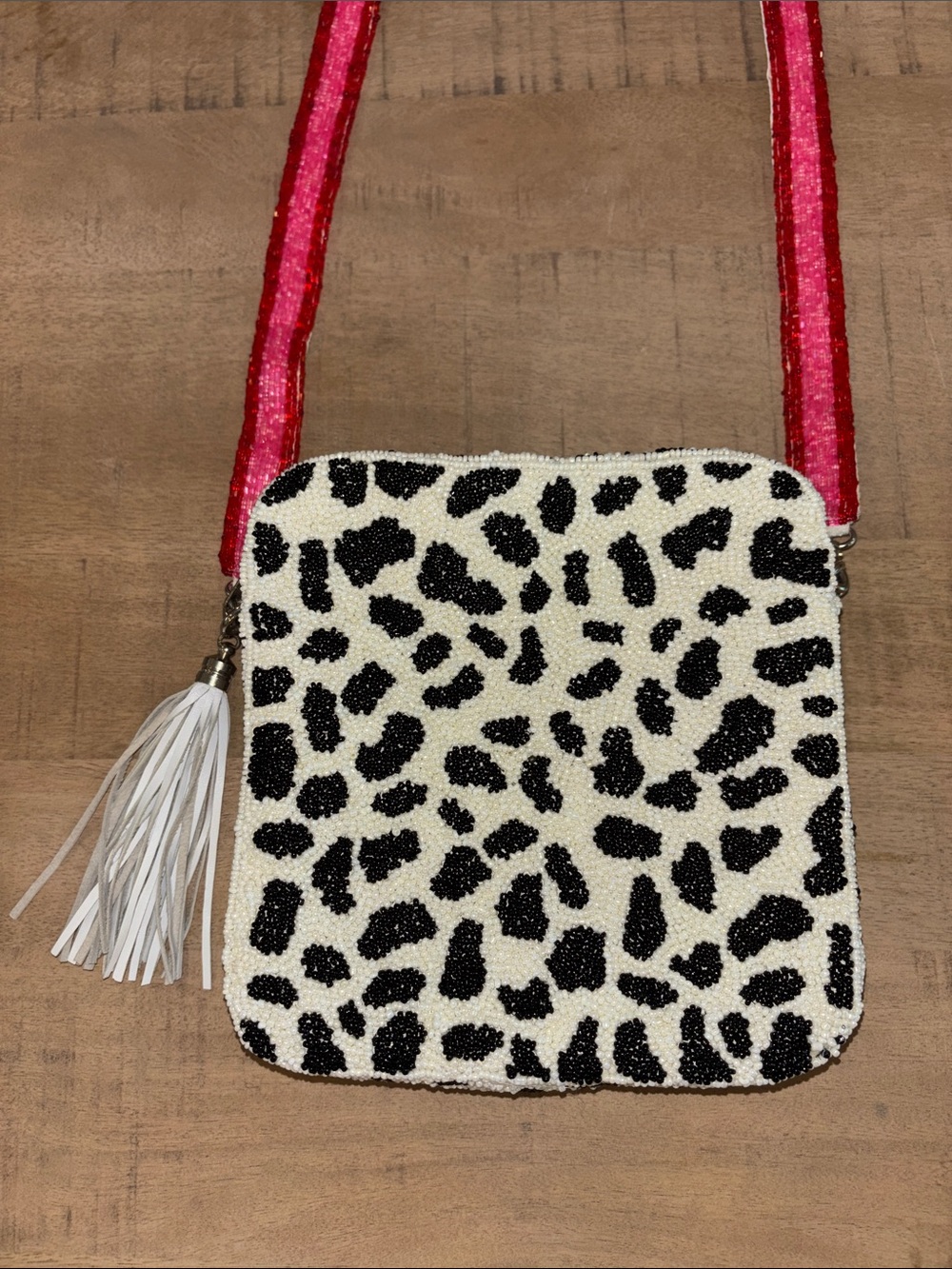 Moyna Beaded Purse Shoulder or Crossbody Funky Quirky Removable Strap & Tassel - Picture 3 of 7